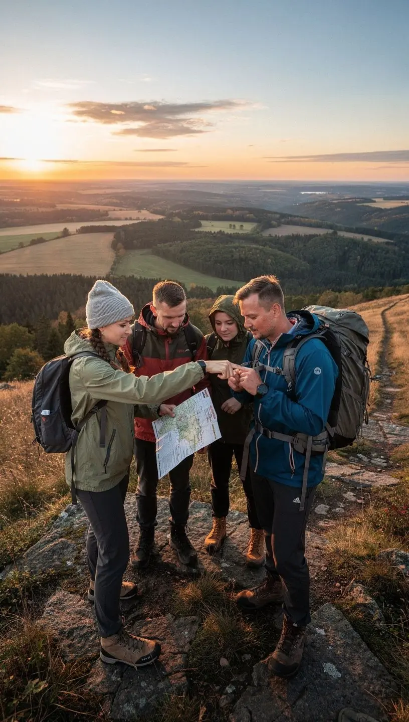 Maaliline maastik, kus on näha Eestimaa metsad ja järved ning tee suunad.